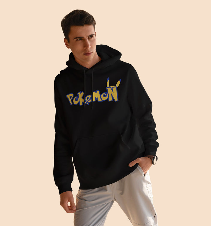 Pokemon Back Anime Printed Hoodie In Black - Mon Zurich Originals