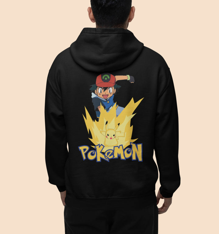 Pokemon Back Anime Printed Hoodie In Black - Mon Zurich Originals