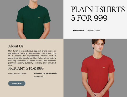 3 Mon Zurich Plain Tees for Just 999 - Limited Time Offer!