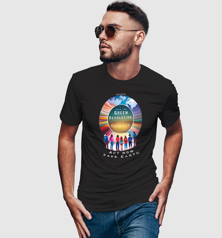 Join the Green Revolution, Stop Climate Change T-shirt in Dark - Mon Zurich Originals