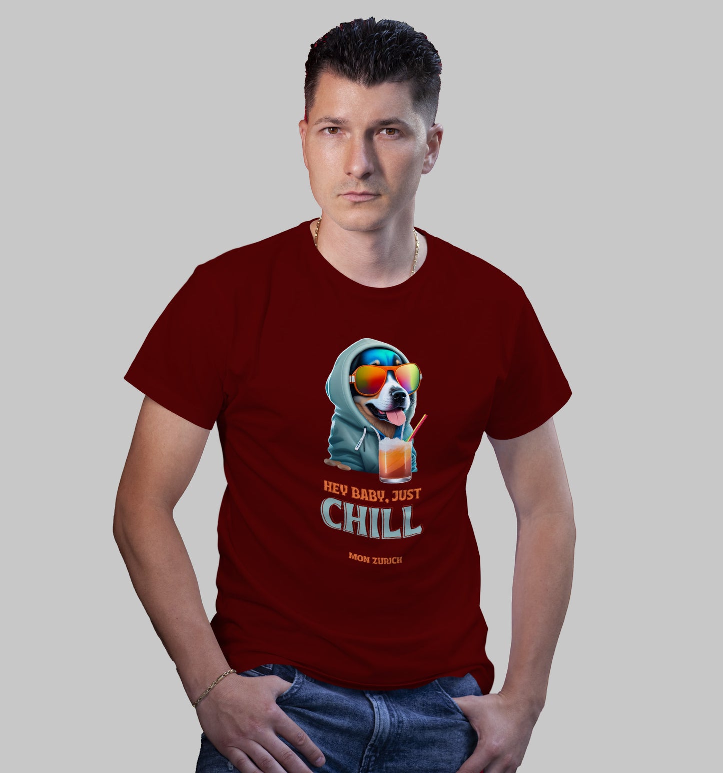 Hey Baby, Just Chill T-Shirt In Dark - Mon Zurich Originals