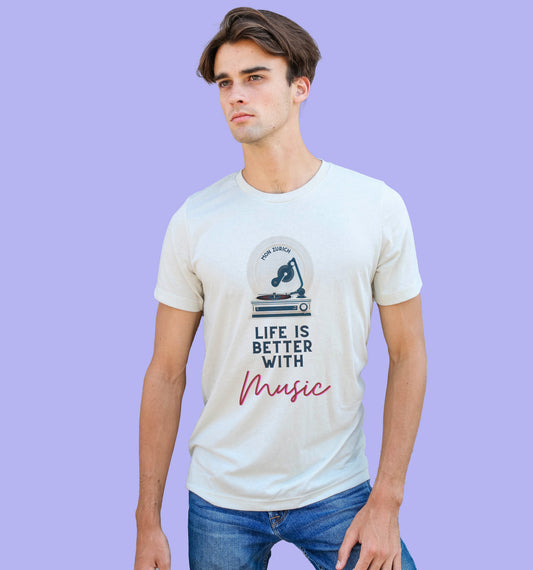 Life Is Better With Music T-Shirt In Light - Mon Zurich Originals
