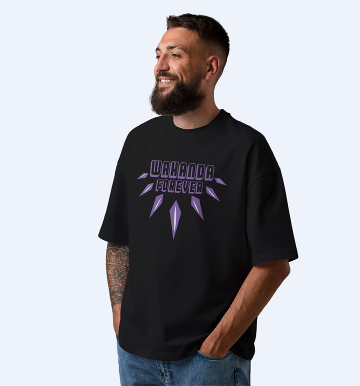 Black Panther - Wakanda Forever - Full Back Print Superhero Oversized T-Shirt In Black - Mon Zurich Fan-Art