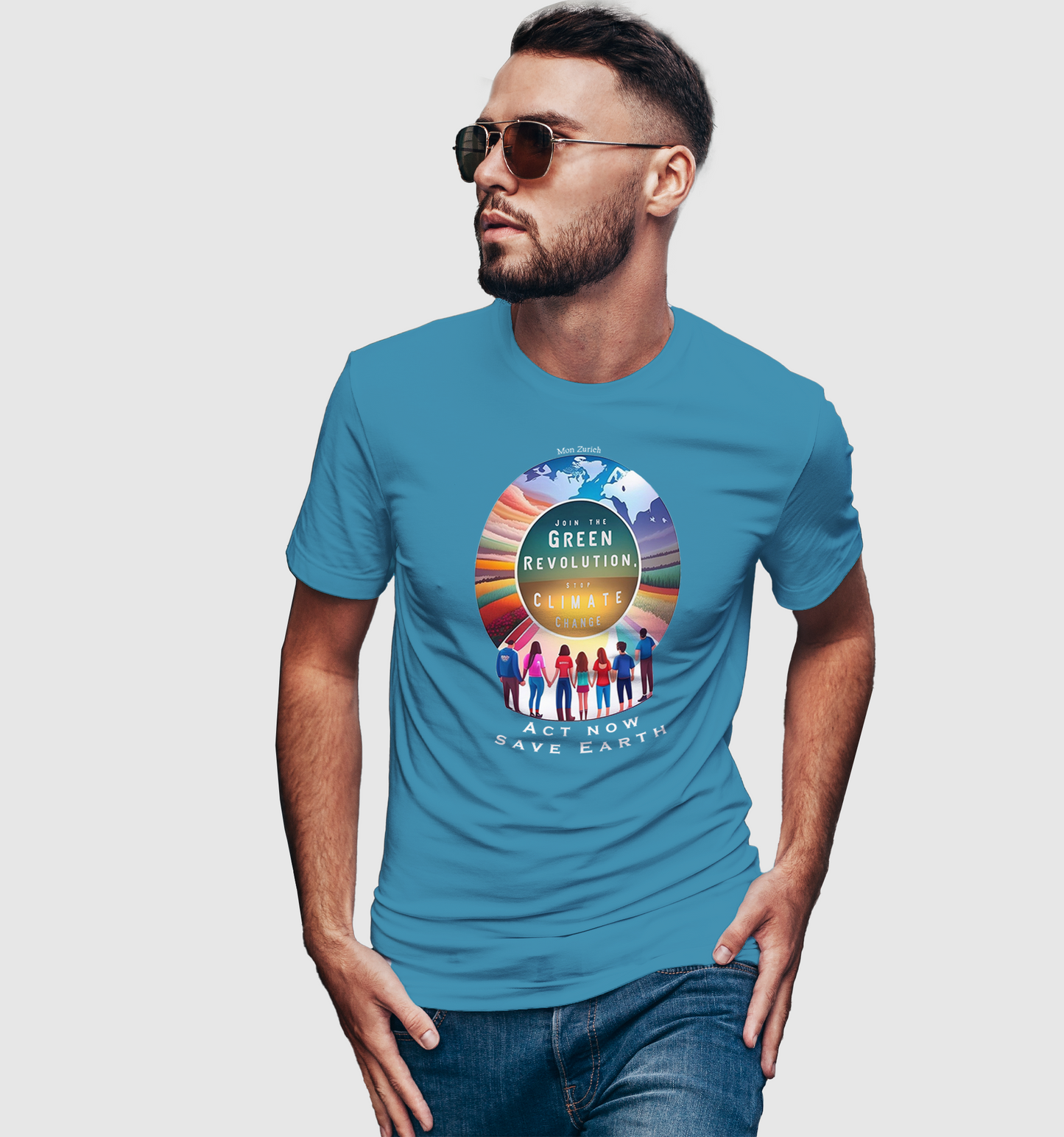 Join the Green Revolution, Stop Climate Change T-shirt in Dark - Mon Zurich Originals