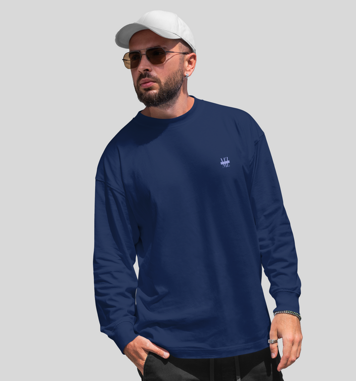 Navy Blue Sweatshirt In Plain - Mon Zurich Originals