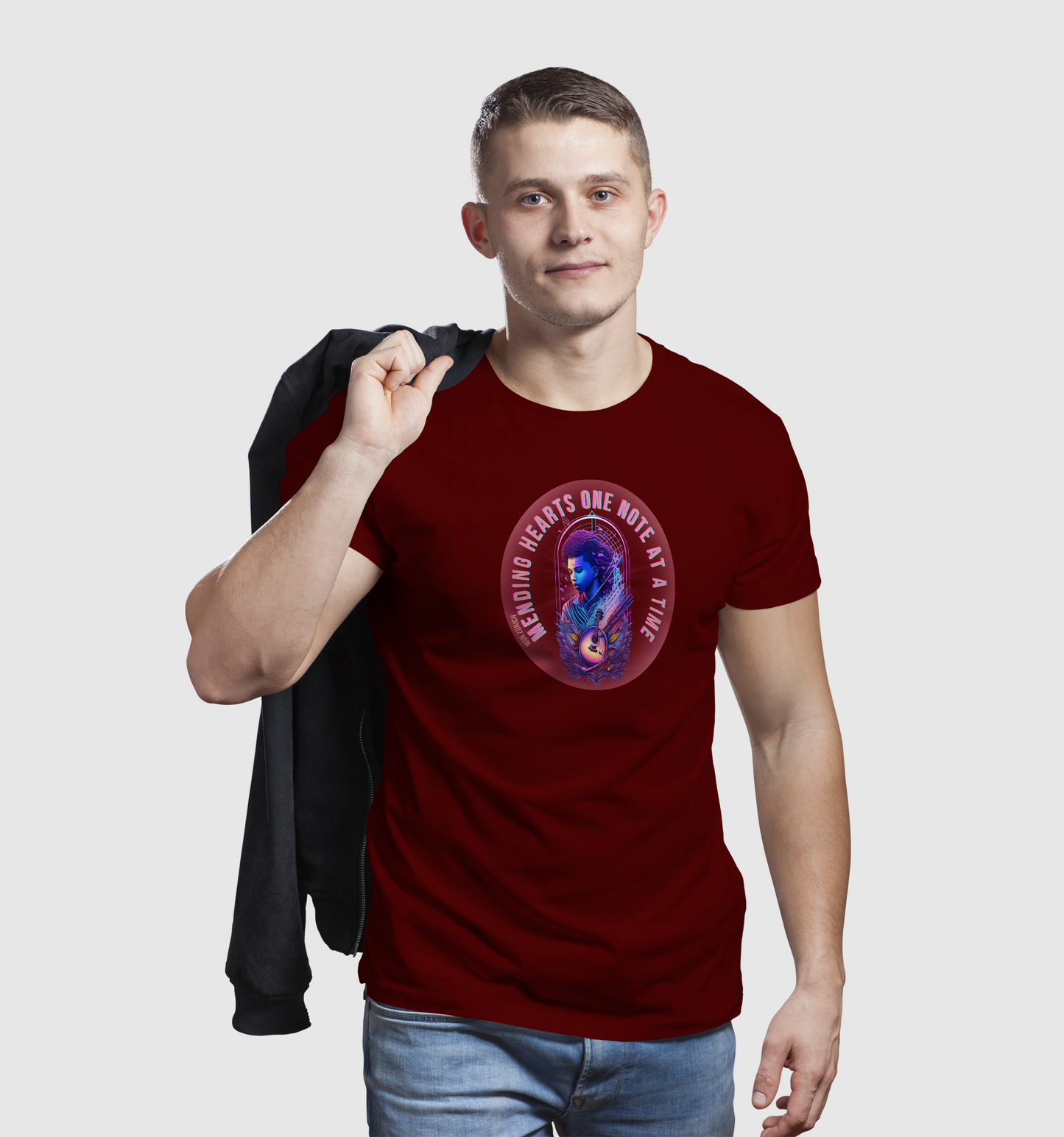 Mending hearts one note at a time T-shirt in Dark - Mon Zurich Originals