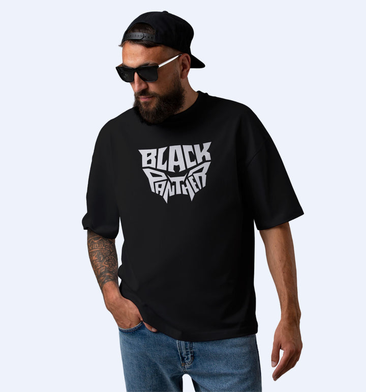 Black Panther - Full Back Print  Superhero Oversized T-Shirt In Black - Mon Zurich Fan-Art