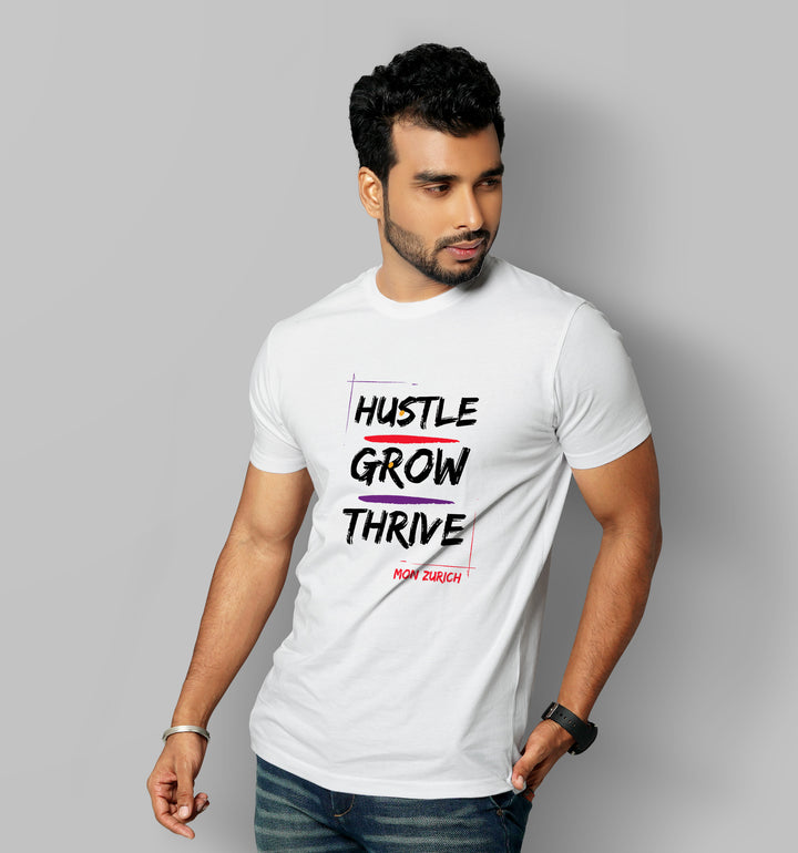 Hustle, Grow, Thrive T-Shirt In Light - Mon Zurich Originals