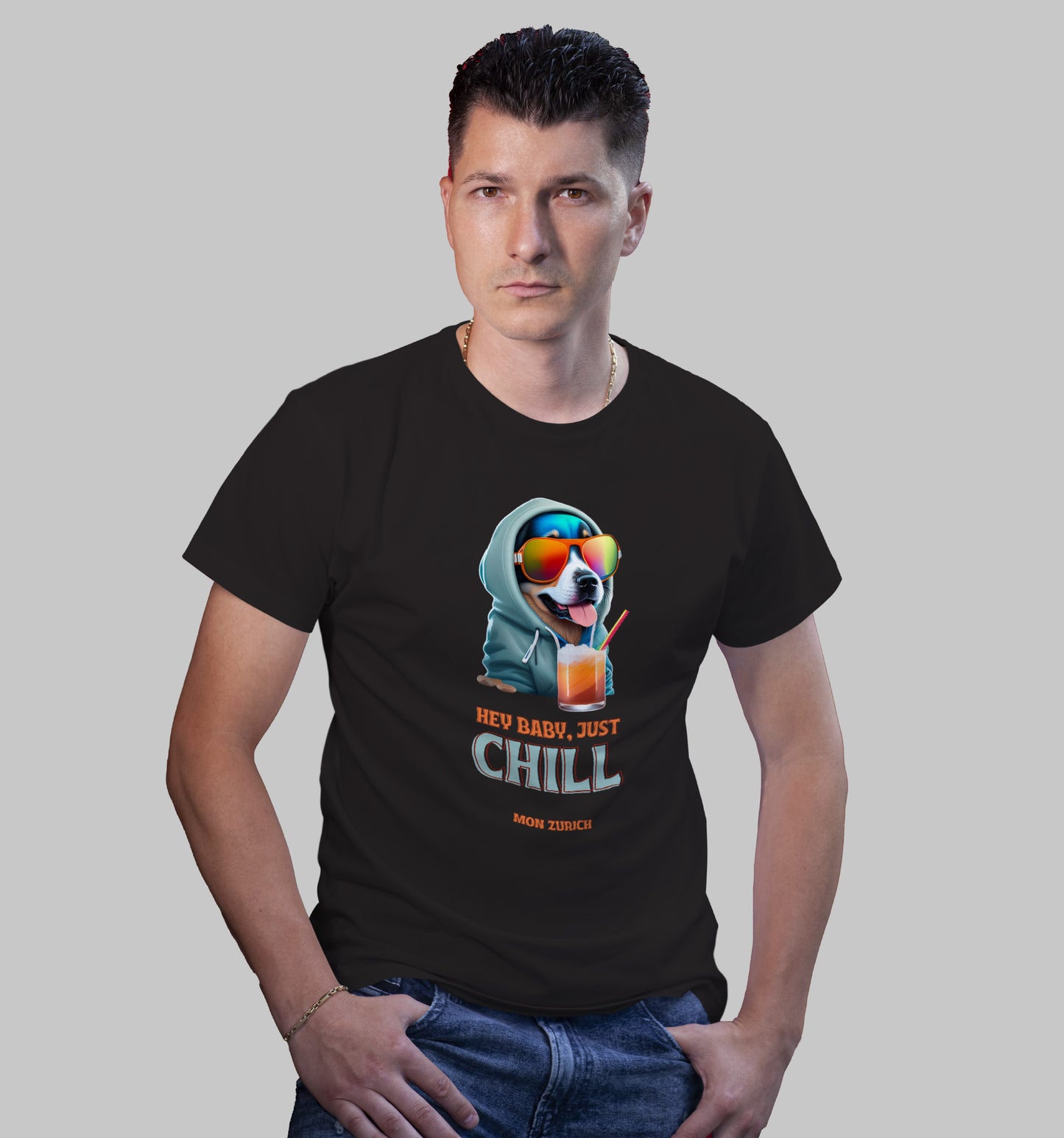 Hey Baby, Just Chill T-Shirt In Dark - Mon Zurich Originals