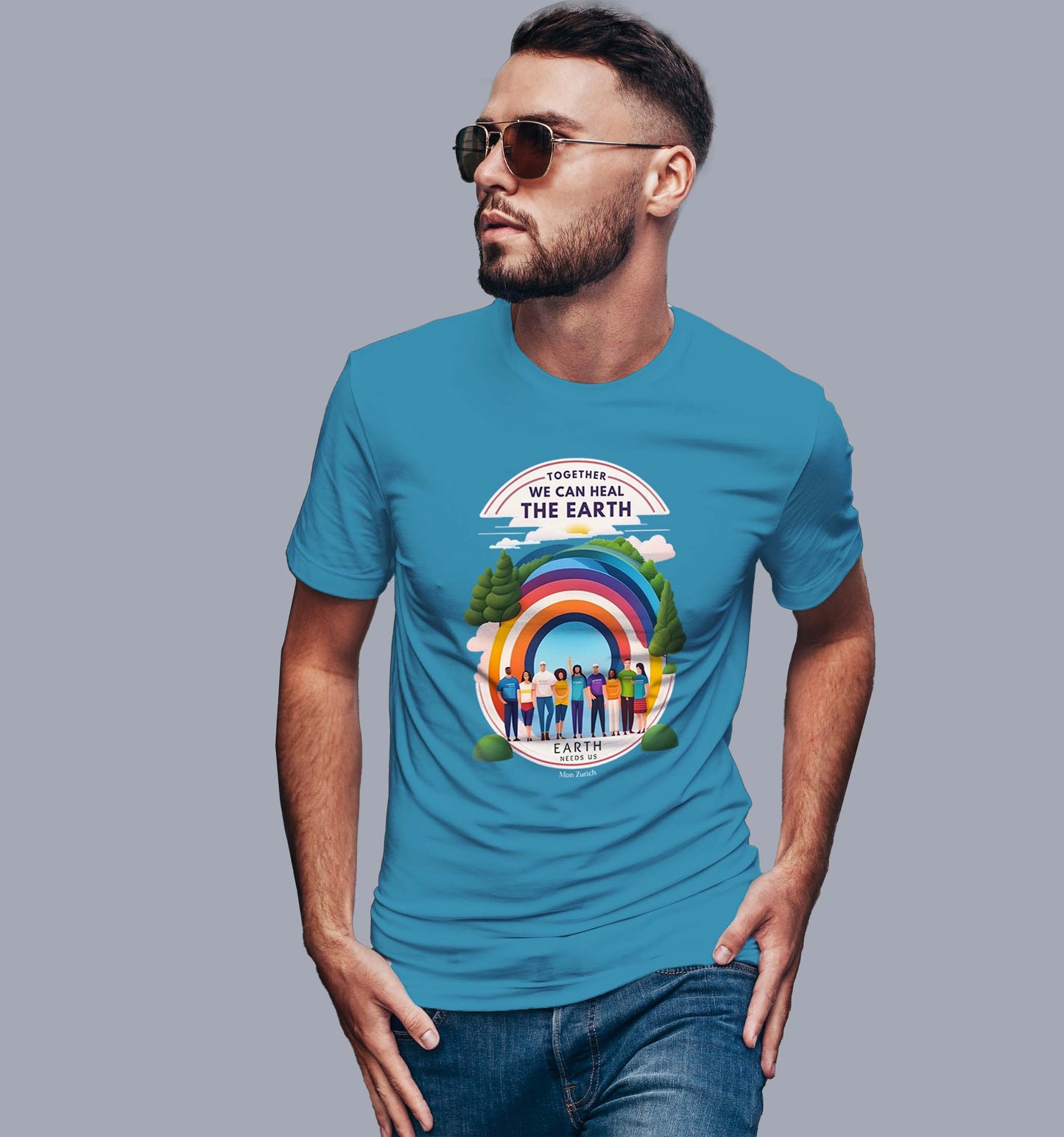 Together We Can Heal the Earth T-shirt in Dark - Mon Zurich Originals
