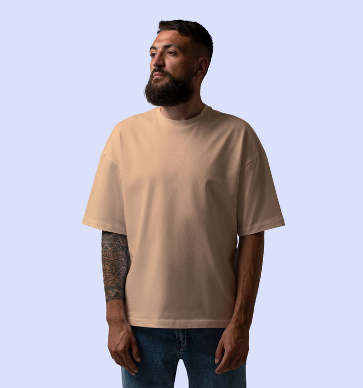 Mon Zurich Plain Oversized T-Shirt In Beige - Mon Zurich Plain Collection