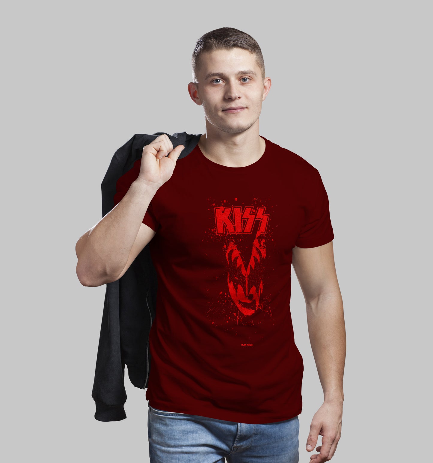 Kiss Red T-Shirt In Dark - Mon Zurich Originals