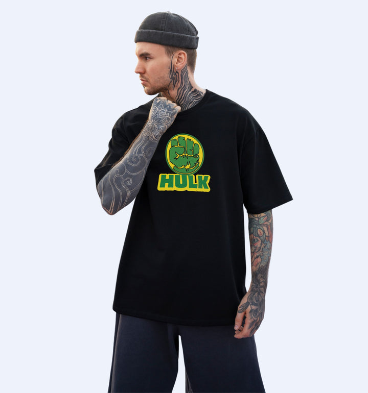 The Incredible Hulk - Back Print Superhero Oversized T-Shirt In Black - Mon Zurich Fan- Art