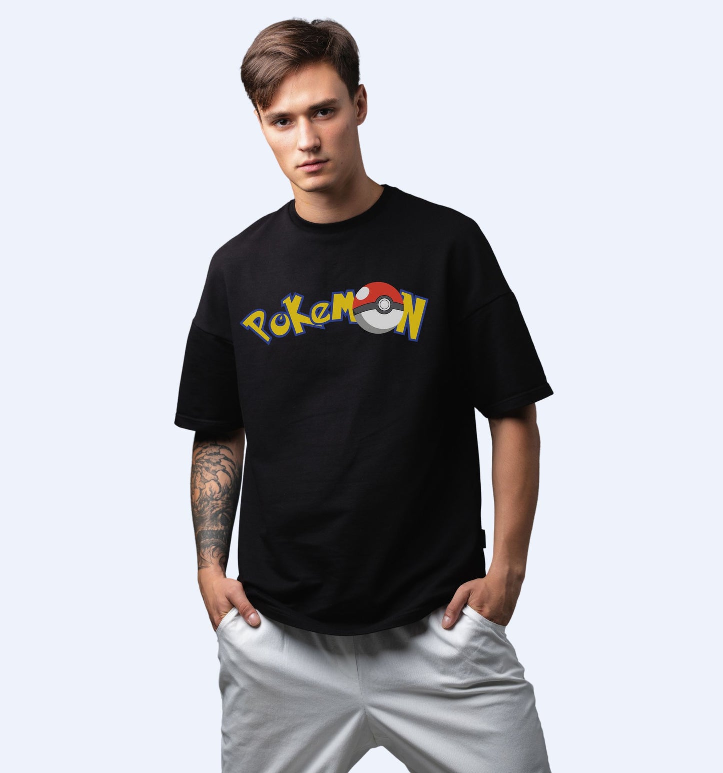 Pokemon - Ash & Pikachu - Back Print 2 Anime Oversized T-Shirt In Black - Mon Zurich Fan-Art