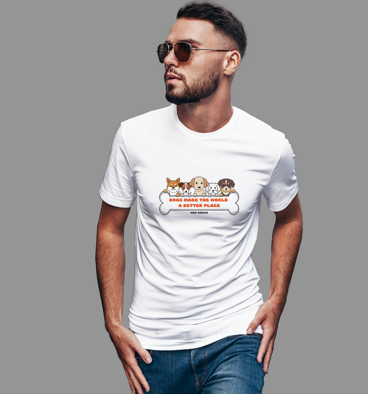 "Dogs Make The World  A Better Place T-Shirt In Light - Mon Zurich Originals"