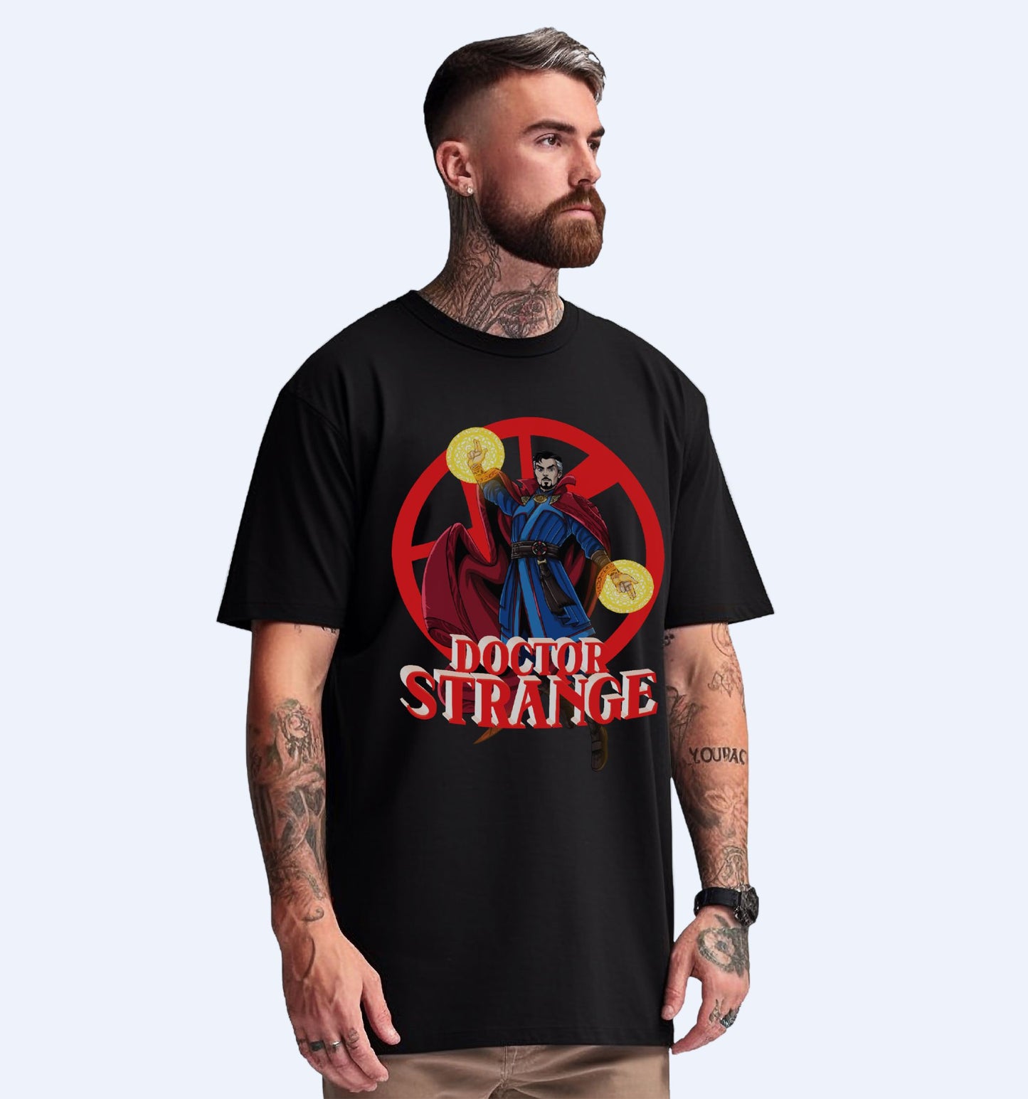 Doctor Strange - Front Print Superhero Oversized T-Shirt In Black - Mon Zurich Fan-Art