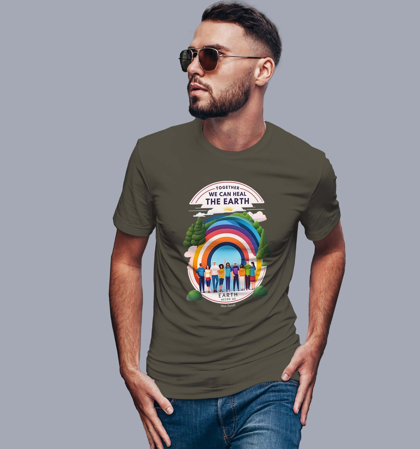 Together We Can Heal the Earth T-shirt in Dark - Mon Zurich Originals