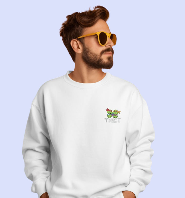 Brother Hood - Tmnt Cartoons And Comics Sweatshirt In White - Mon Zurich Fan Art Printed Collection