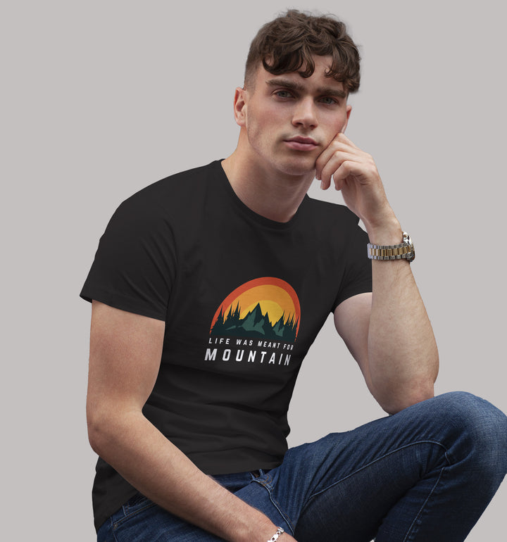 Life Was Meant For Mountain-1 T-Shirt In Vibrant Shades - Mon Zurich Originals