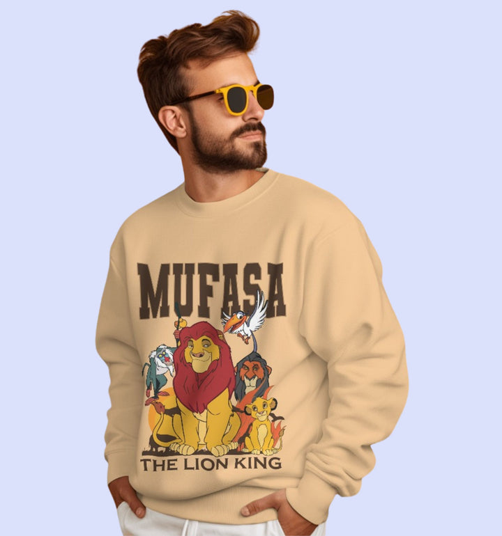 Lion King - Mufasa Cartoons And Comics Sweatshirt In Beige - Mon Zurich Fan Art Printed Collection