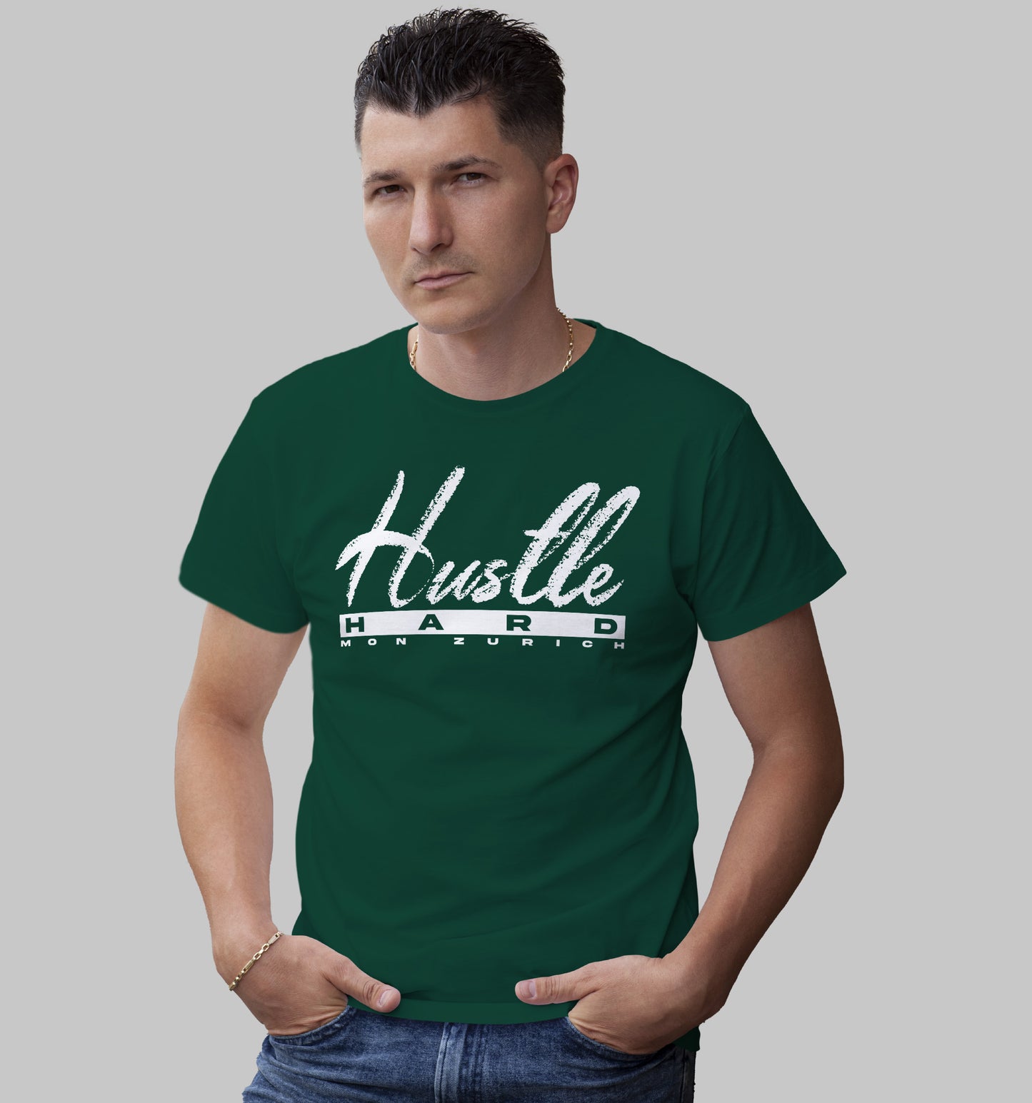 Hustle Hard T-Shirt In Dark - Mon Zurich Originals