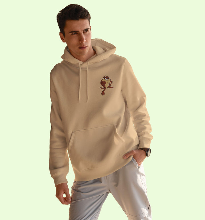 Looney Tunes - Tasmanian Devil Cartoons And Comics Hoodie In Beige - Mon Zurich Fan Art Printed Collection