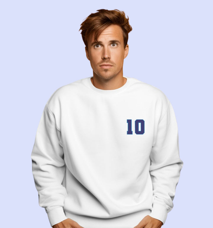 Lionel Messi Sports Sweatshirt In White - Mon Zurich Fan Art Printed Collection