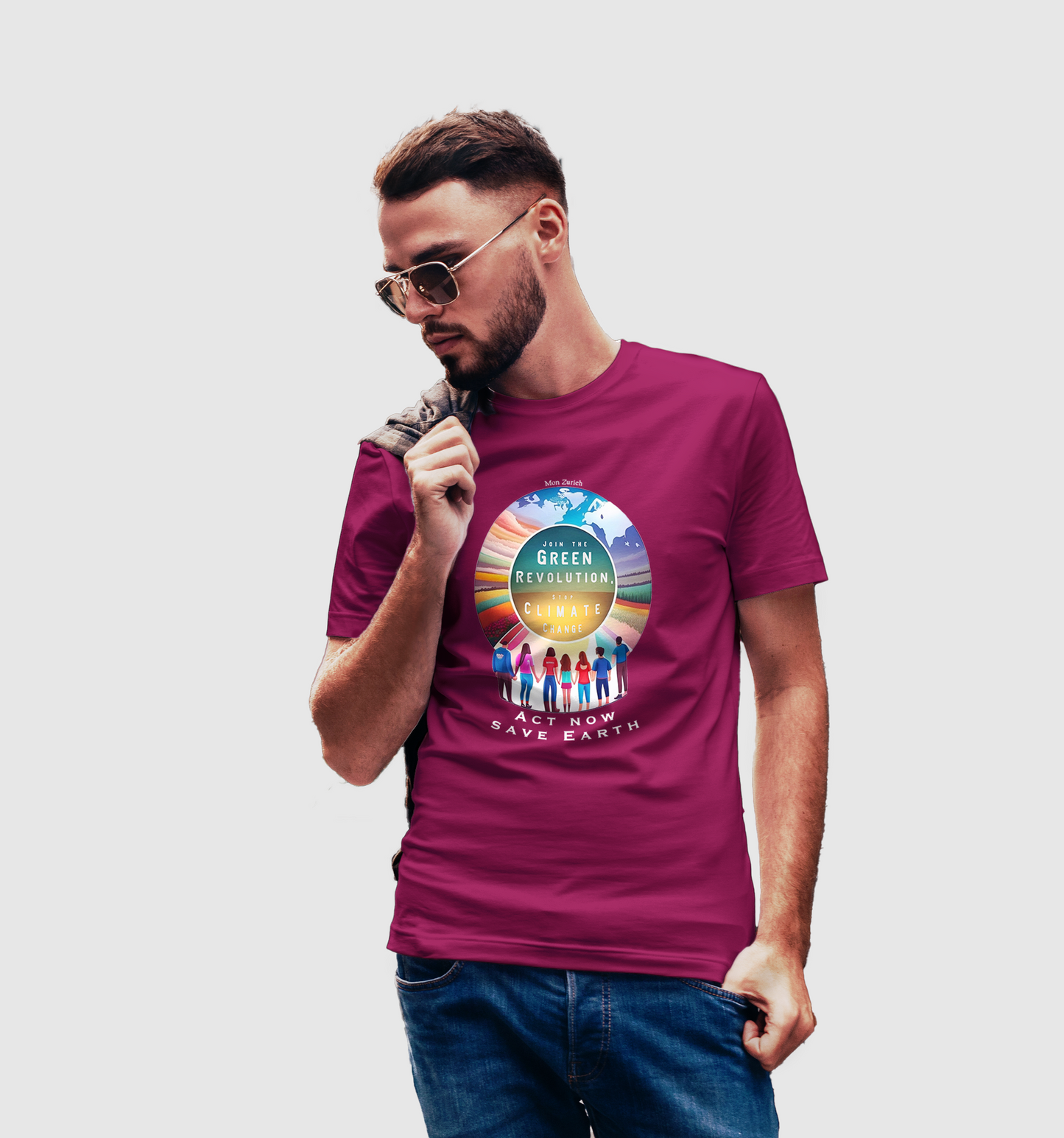 Join the Green Revolution, Stop Climate Change T-shirt in Dark - Mon Zurich Originals