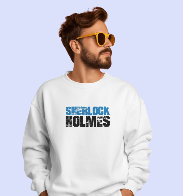 Sherlock Holmes Movies And Tv Shows Sweatshirt In White - Mon Zurich Fan Art Printed Collection