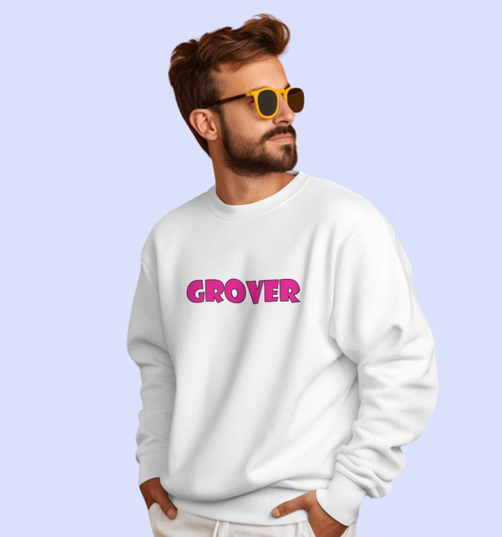 Sesame Street - Grover Cartoons And Comics Sweatshirt In White - Mon Zurich Fan Art Printed Collection