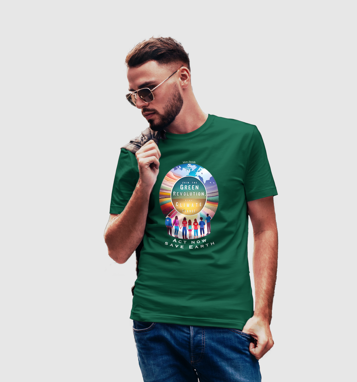 Join the Green Revolution, Stop Climate Change T-shirt in Dark - Mon Zurich Originals
