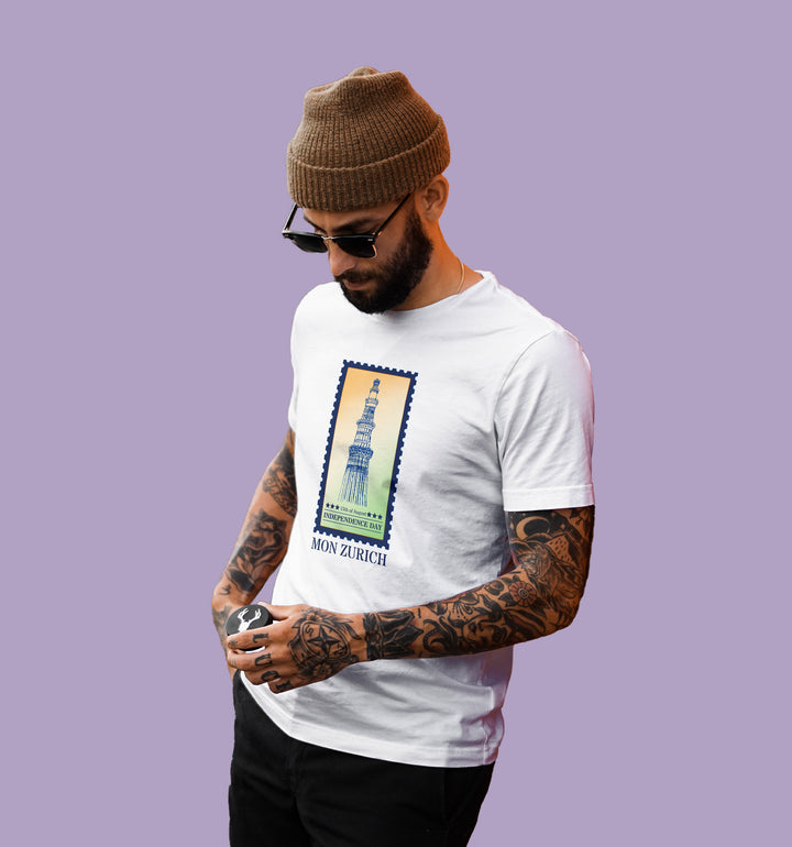 Featuring Qutub Minar Proudly T-Shirt In Light - Mon Zurich Originals