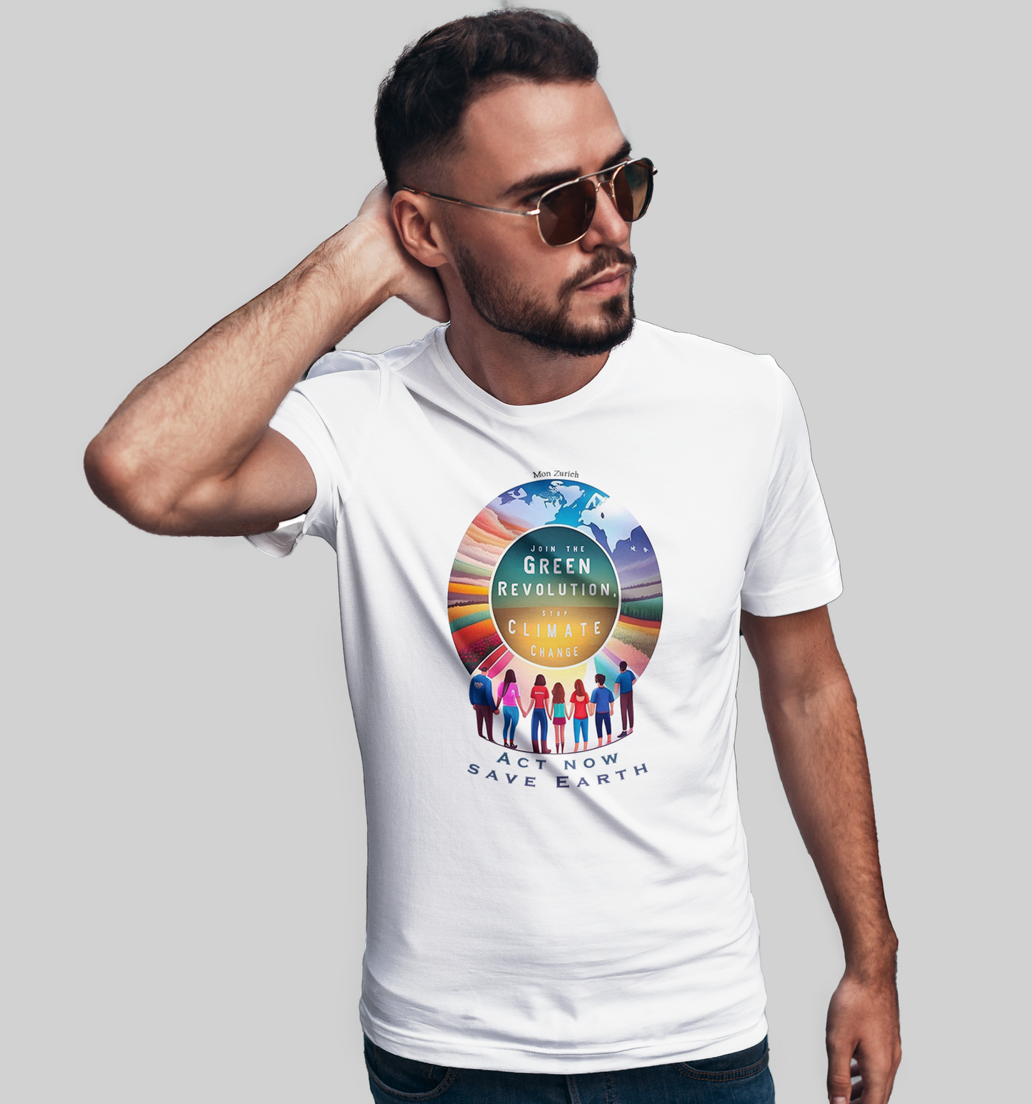 Join the Green Revolution, Stop Climate Change T-shirt in Light - Mon Zurich Originals