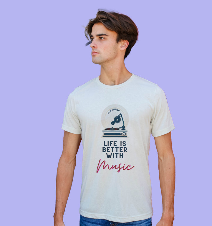 Life Is Better With Music T-Shirt In Light - Mon Zurich Originals