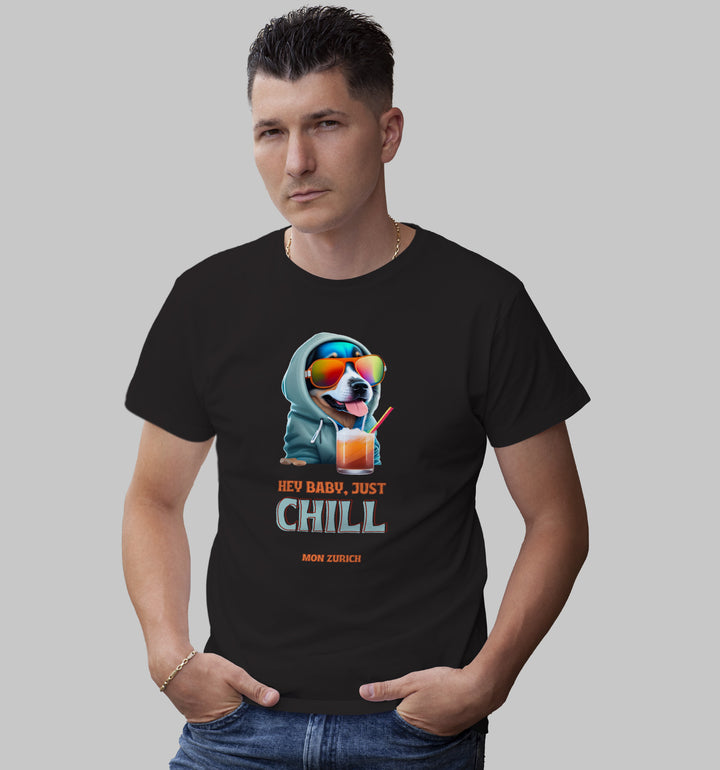 Hey Baby, Just Chill T-Shirt In Dark - Mon Zurich Originals