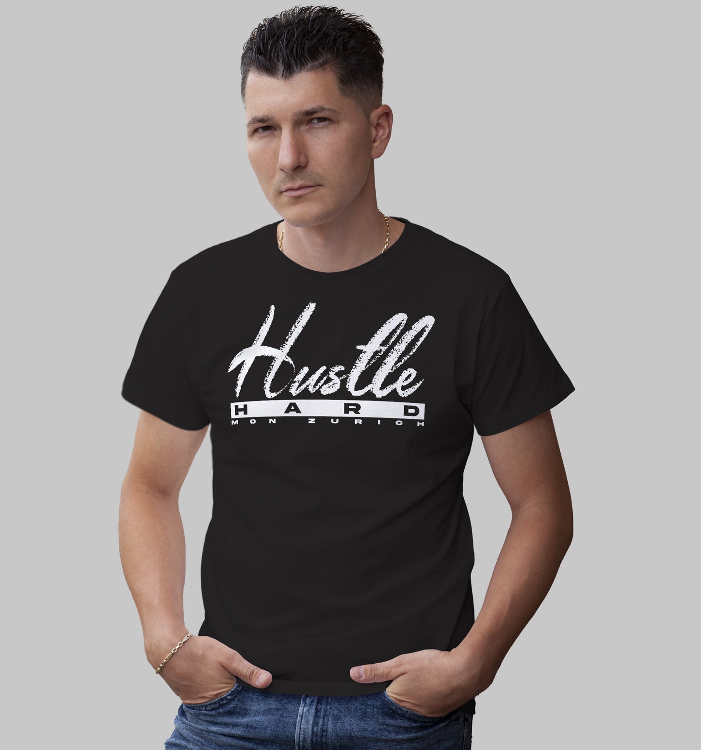 Hustle Hard T-Shirt In Dark - Mon Zurich Originals