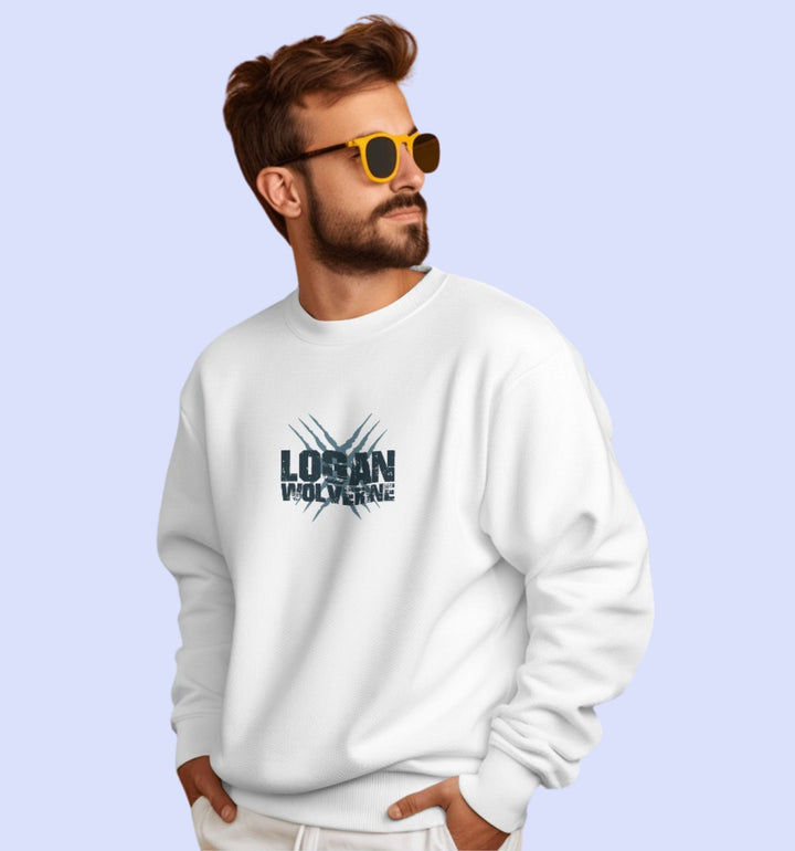 Logan - Wolverine Super Hero Sweatshirt In White - Mon Zurich Fan Art Printed Collection