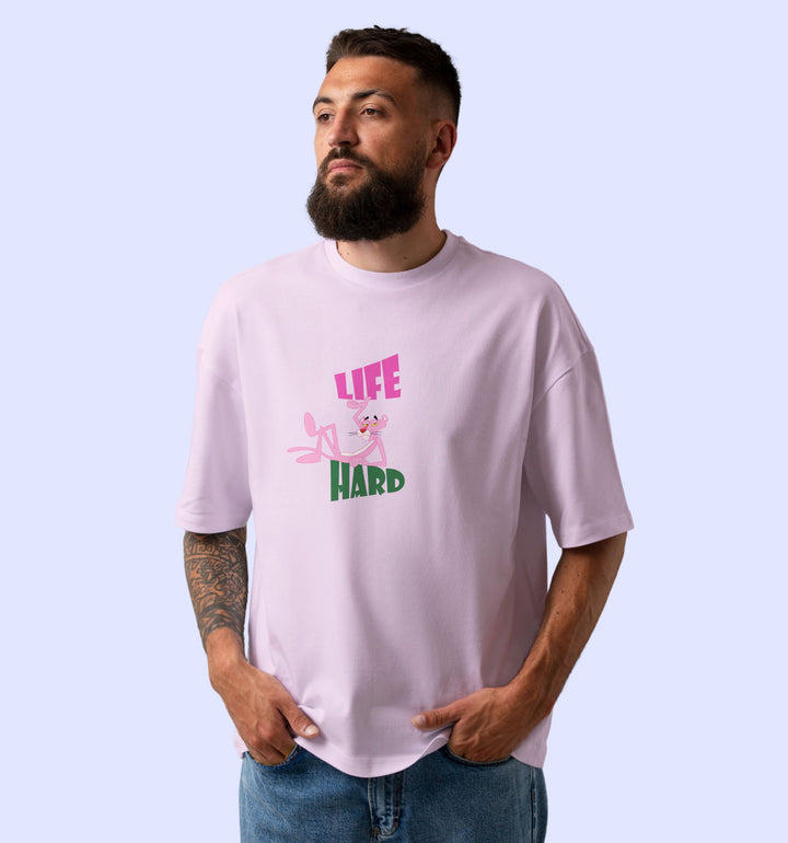 Pink Panther - Hard Life Cartoons And Comics Back print Oversized T-Shirt In Lavender - Mon Zurich Fan Art Printed Collection