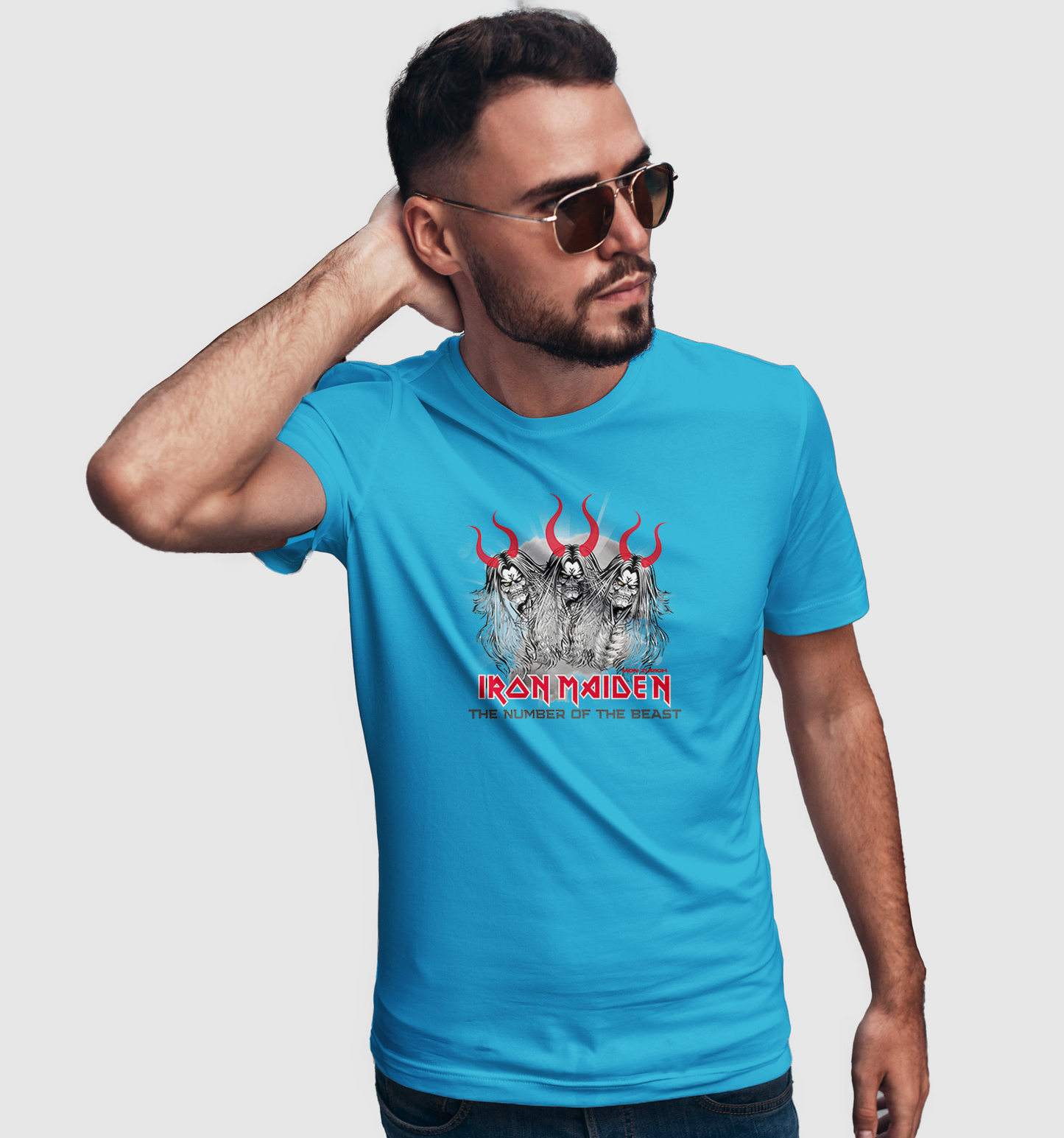 The Number Of The Beast- Iron Maiden T-Shirt In Light - Mon Zurich Originals
