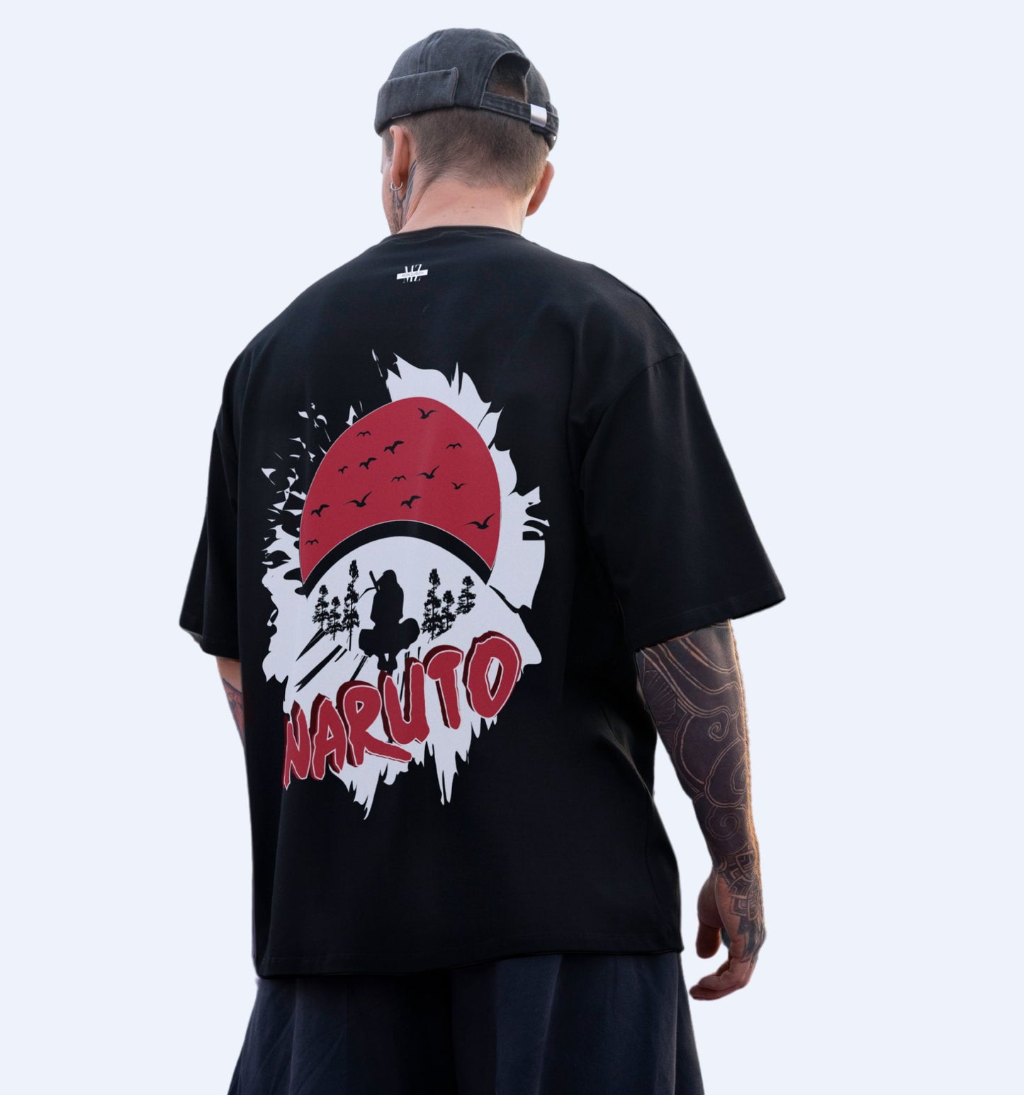 Naruto - Blood Moon - Back Print Anime Oversized T-Shirt In Black - Mon Zurich Fan-Art