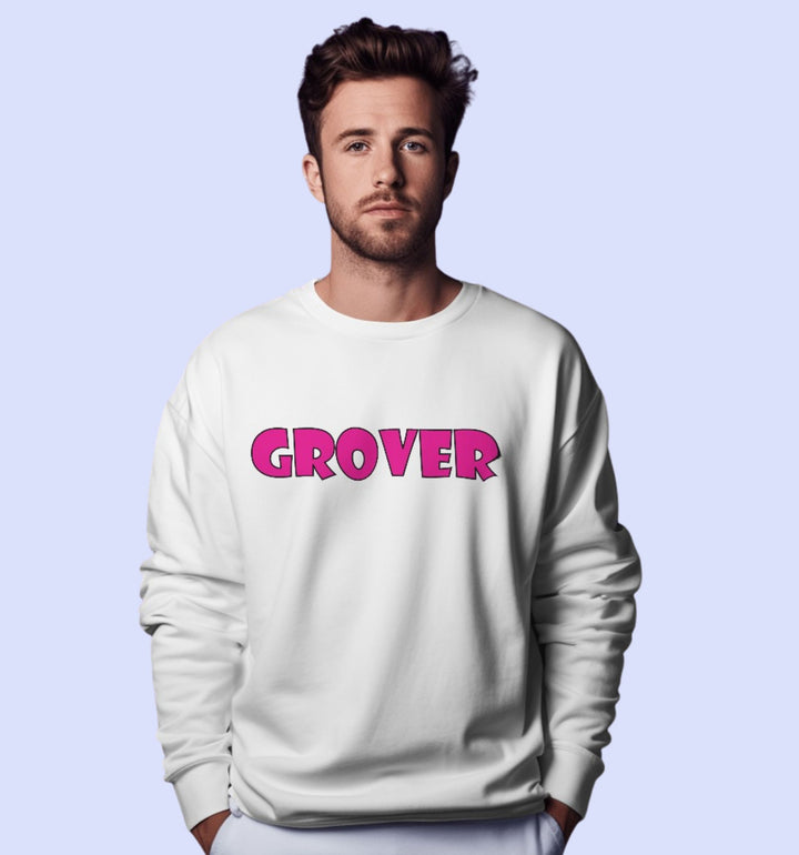 Sesame Street - Grover Cartoons And Comics Sweatshirt In White - Mon Zurich Fan Art Printed Collection