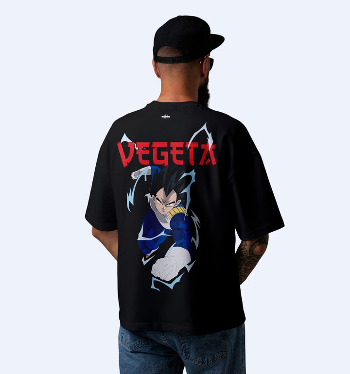 Vegeta - Back Print Anime Oversized T-Shirt In Black - Mon Zurich Fan-Art