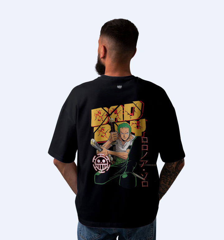 Bad Boy - Roronoa Zoro - Back Print Anime Oversized T-Shirt In Black - Mon Zurich Fan-Art