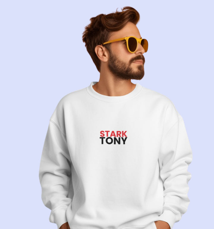 Tony Stark Movies And Tv Shows Sweatshirt In White - Mon Zurich Fan Art Printed Collection