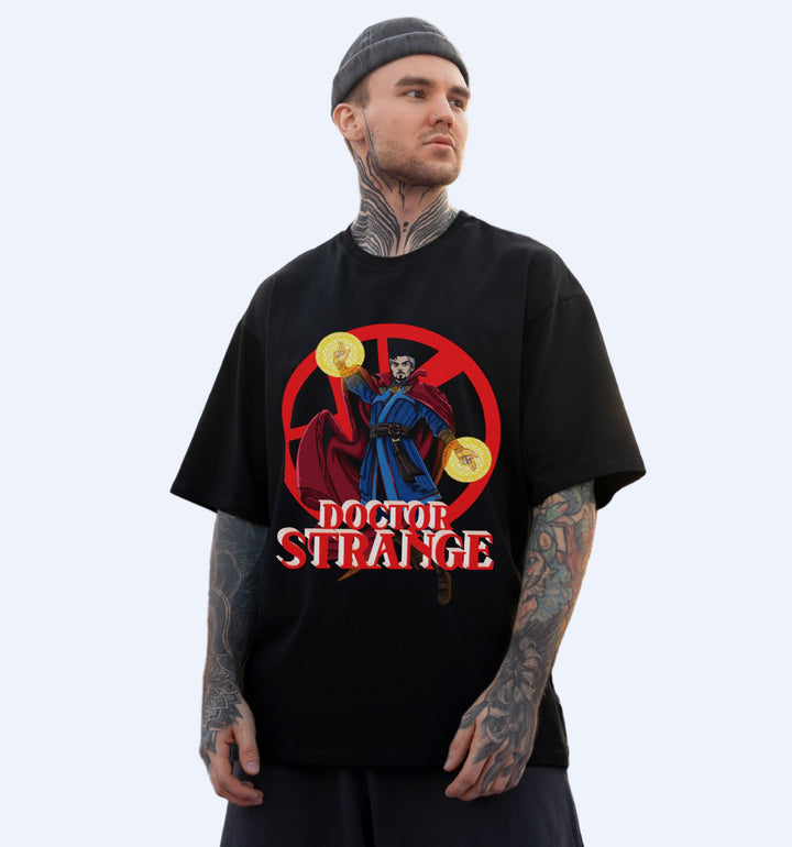 Doctor Strange - Front Print Superhero Oversized T-Shirt In Black - Mon Zurich Fan-Art