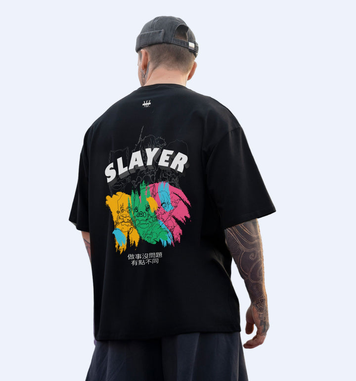 Demon Slayer - Back Print Anime Oversized T-Shirt In Black - Mon Zurich Fan-Art