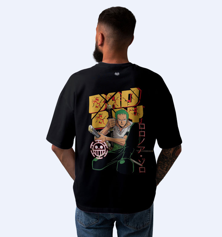 Bad Boy - Roronoa Zoro - Front Print Typography Anime Oversized T-Shirt In Black - Mon Zurich Fan-Art