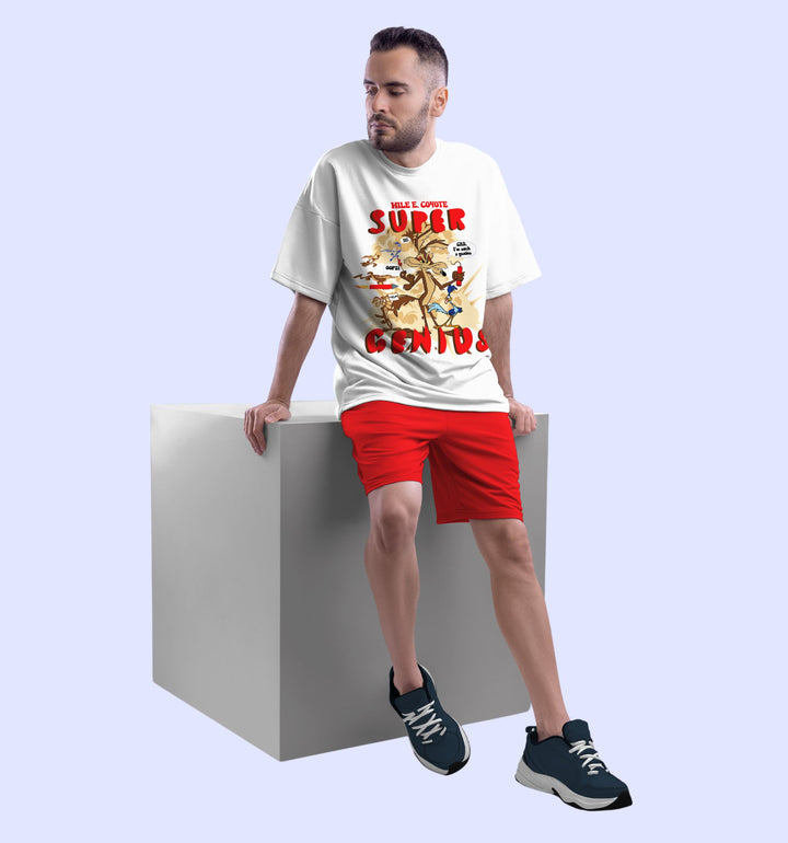 Looney Tunes - Wile E. Coyote Cartoons And Comics Front print Oversized T-Shirt In White - Mon Zurich Fan Art Printed Collection