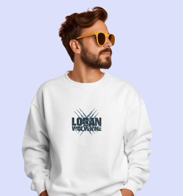 Logan - Wolverine Super Hero Sweatshirt In White - Mon Zurich Fan Art Printed Collection