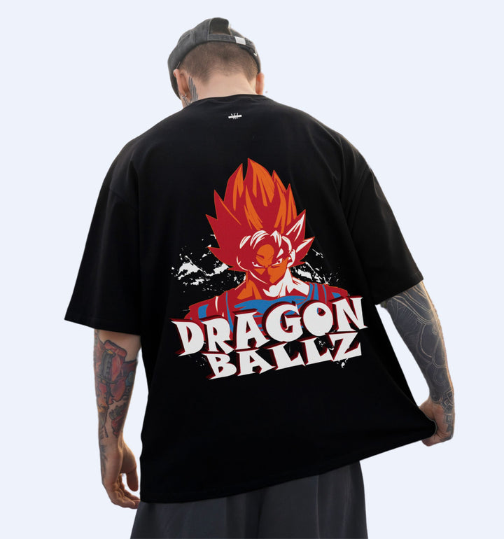 Dbz - Goku - Back Print Anime Oversized T-Shirt In Black - Mon Zurich Fan-Art